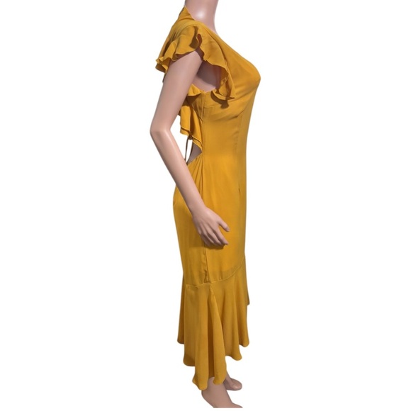 HOPE & IVY Women’s Elegant Yellow Ruffle Dress - Picture 3 of 15